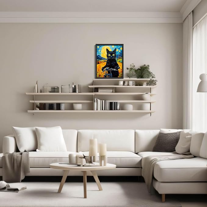 Hamduker Van Gogh Wall Art Cat Poster Starry Night Funny Bathroom Vintage Wall - Image 4