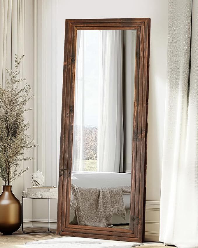 Full Length Mirror 65"x24" Solid Wood Frame Floor Large Mirror - Image 6
