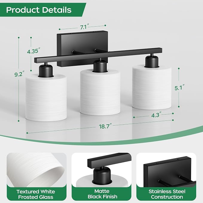 PARTPHONER Bathroom Light Fixtures, Bathroom Lighting Fixtures Over Mirror - Image 3