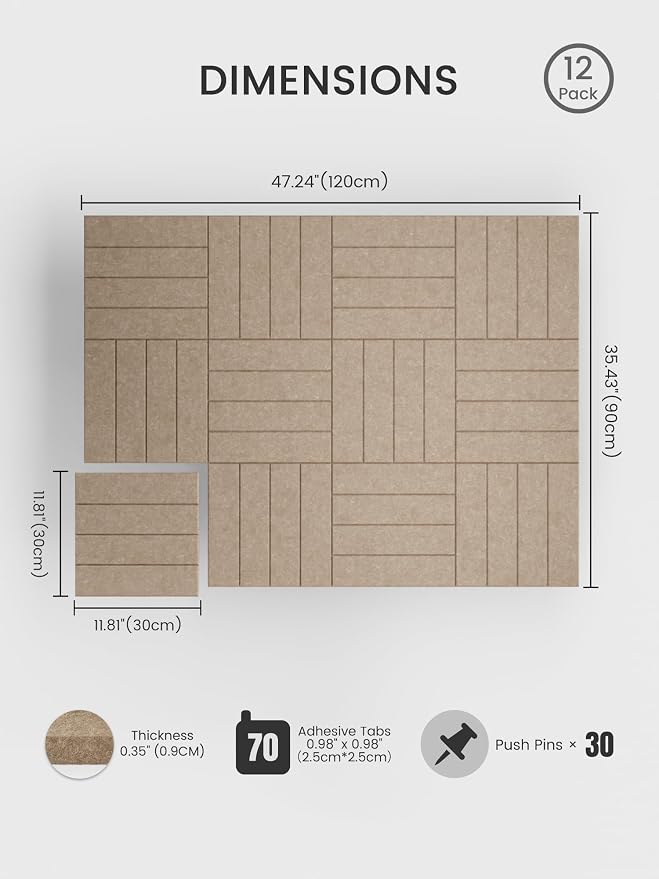 Bumusty Large Cork Board Alternative-48 x 36" Felt Bulletin Board Tiles - Image 2
