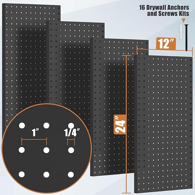PBHEPJ 4 Pcs Metal Pegboard Panels, Heavy Duty Peg Boards - Image 3