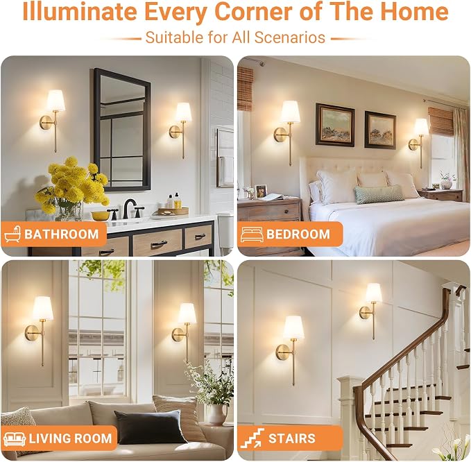 Peel and Stick Wall Sconces, Stick On Wall Sconce Set of 2, Battery Operated - Image 7