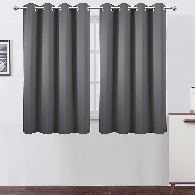 LEMOMO Frost Grey Blackout Curtains/52 x 45 Inch Length Kids Curtains/Set of 2 by Lemomo