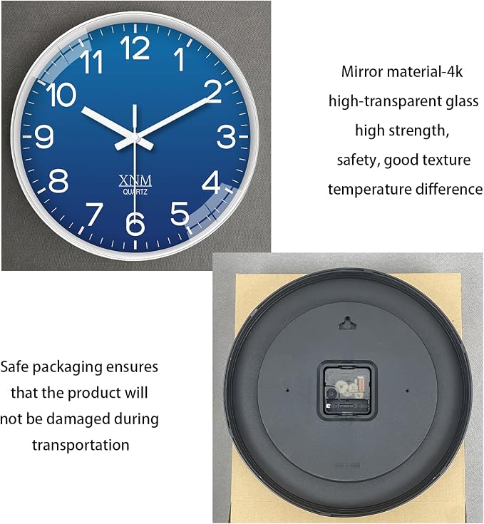 XNM 8 Inch Small Classic Navy Blue Wall Clocks Battery Operated Minimalist Wall - Image 6