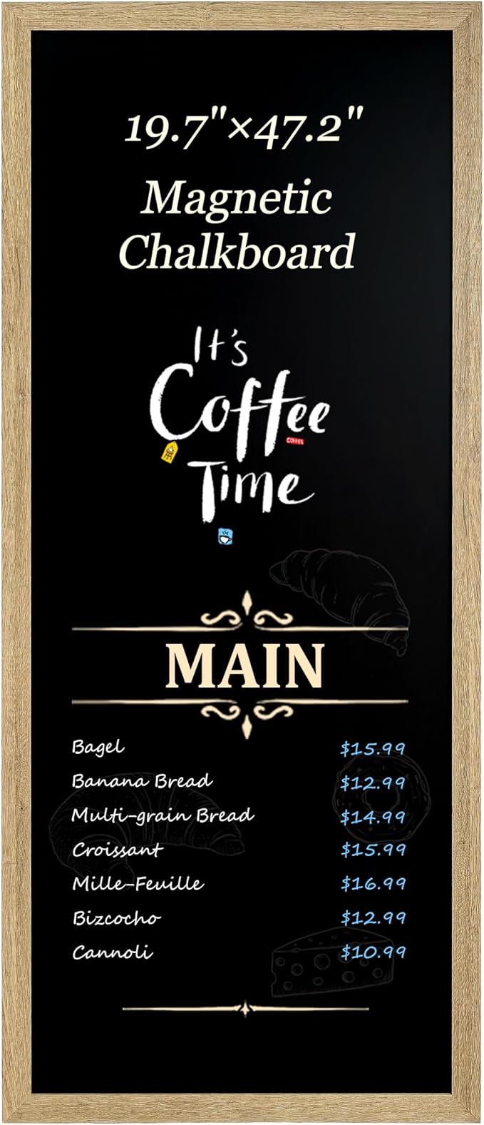 Magnetic Chalkboard for Wall, Long Chalk Board, Wall Hanging Menu for Restaurant by TORASO
