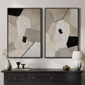 Framed Neutral Beige and Black Abstract Wall Art by MXART