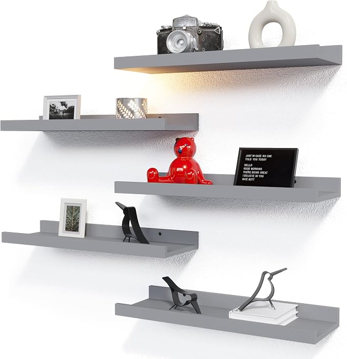 RICHER HOUSE Mounted Shelves for Wall Decor, Modern Picture Ledge Shelf by RicherHouse