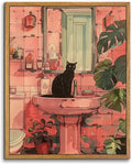 AtterrirArt Framed Vintage Cat Bathroom Wall Art Funny, 8 * 10 inch, Cute Cat by AtterrirArt