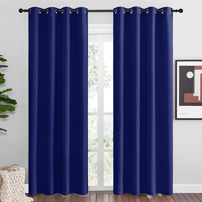 NICETOWN Navy Blue Blackout Curtains 86 inches Length by NICETOWN