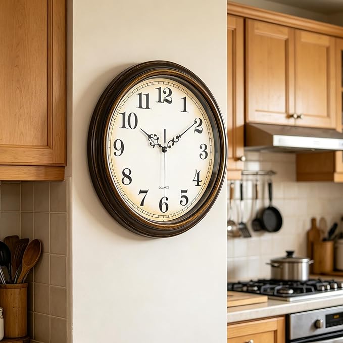 Yoiolclc Wall Clock Battery Operated Silent Non-Ticking Vintage Wall Clocks - Image 3