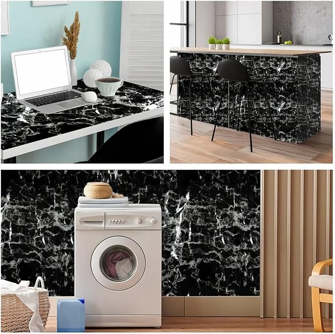 Arthome Black Marble Contact Paper, Peel and Stick Black Paper, Self Adhesive - Image 5