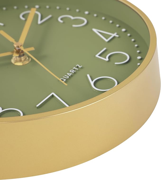 Wall Clock Green, 8 Inch Modern Wall Clocks Battery Operated Silent Non Ticking - Image 6