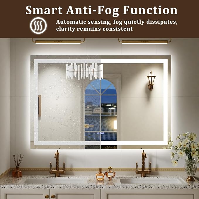LED Bathroom Mirror with Lights, Backlit + Front Lit, 3 Color Modes, Memory - Image 3