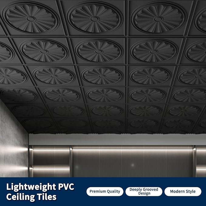 Art3dwallpanels Ceiling Tiles 12 Pack Drop Ceiling Tiles, 24 x 24 Inch High - Image 2