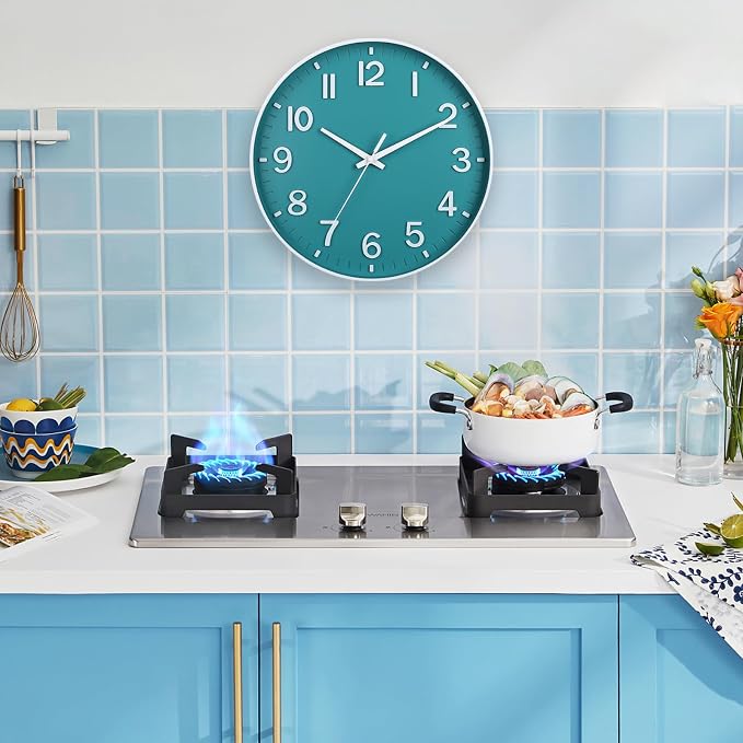HZDHCLH Teal Wall Clocks Battery Operated, 12 inch Silent Non Ticking Modern - Image 4