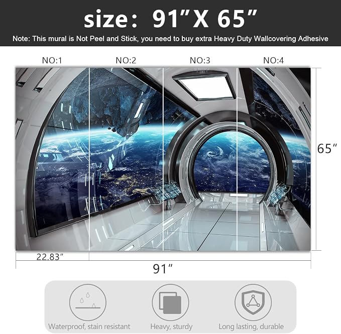 -3D Capsule Space Fabric Wallpaper Living Room Bedroom Bathroom Boys Girls - Image 4