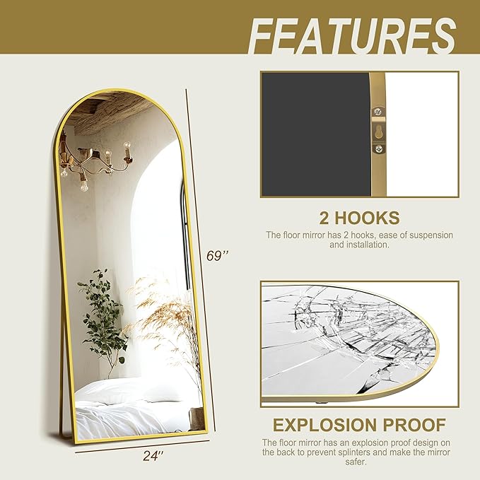 Delma Wall Mirror Full Length, Standing Floor Mirror - Image 7