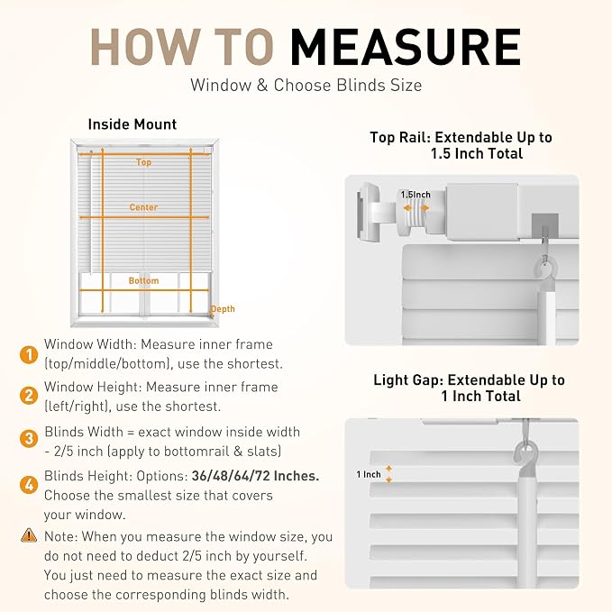 No Drill No Tool 1" Vinyl Mini Blinds, Light Filtering Horizontal Window Blinds - Image 6