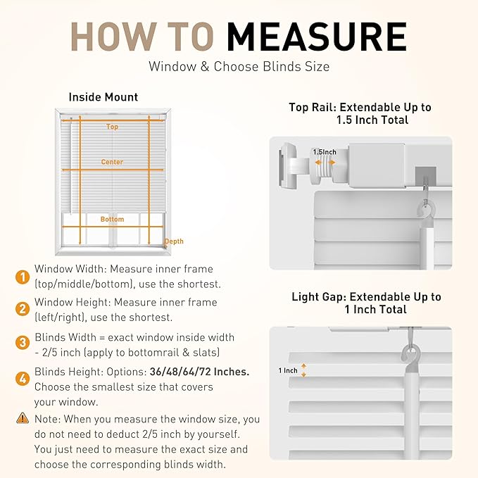 No Drill No Tool 1" Vinyl Mini Blinds, Light Filtering Horizontal Window Blinds - Image 5