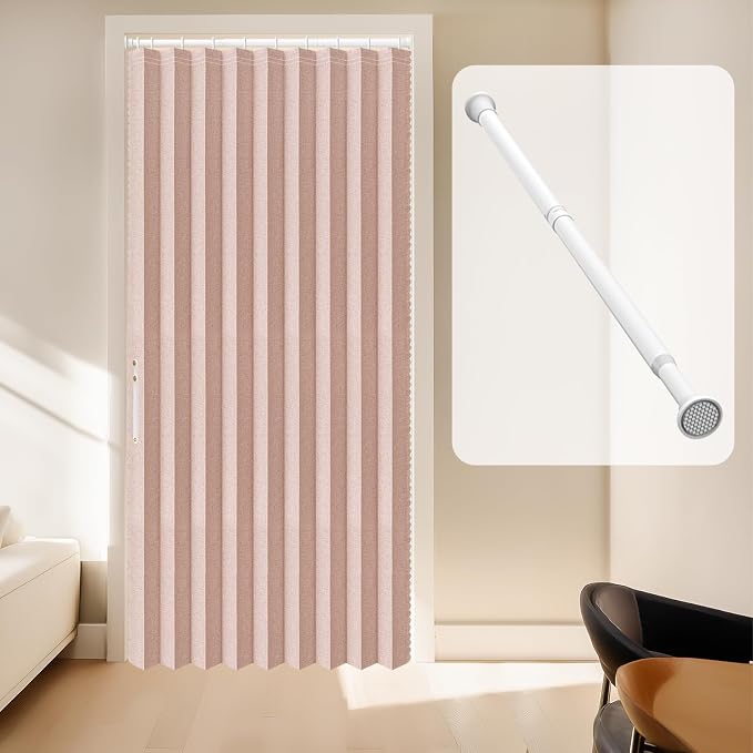 AJAZZ Blackout Curtain with Curtain Rods Included Invisible Accordion Doors - Image 8