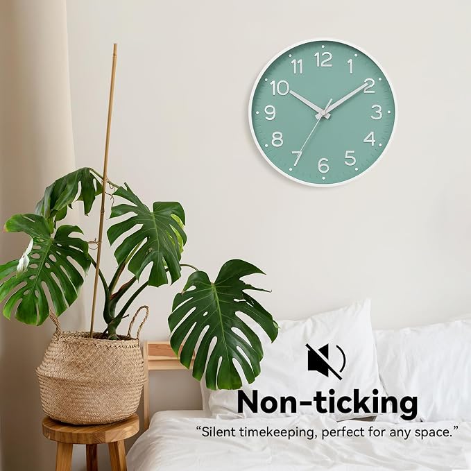 Roymnie Wall Clock Green, Silent Wall Clocks Battery Operated 8 Inch-Modern Non - Image 4
