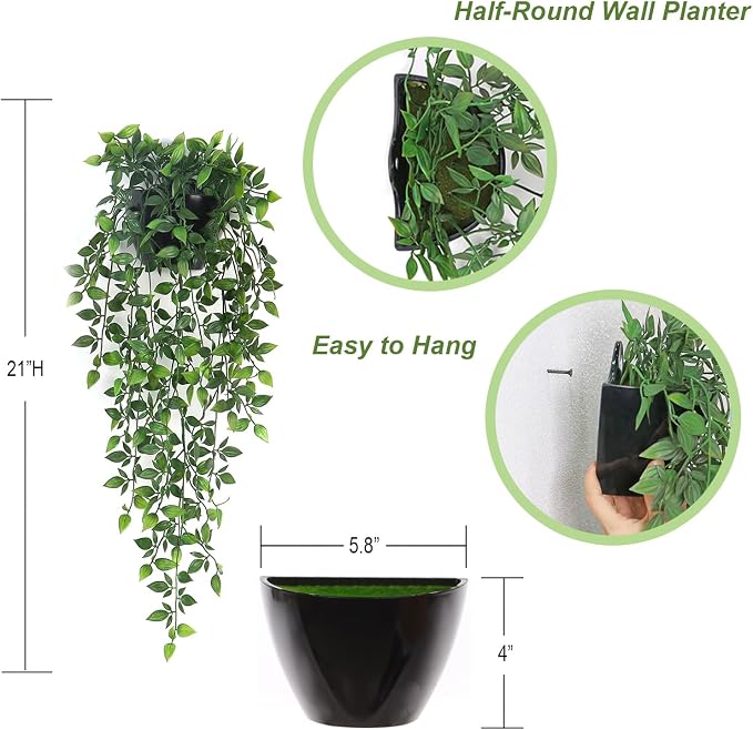 Artificial Hanging Plants, 2 Pack Fake Wall Plants, Faux Mandala Vines Potted - Image 2