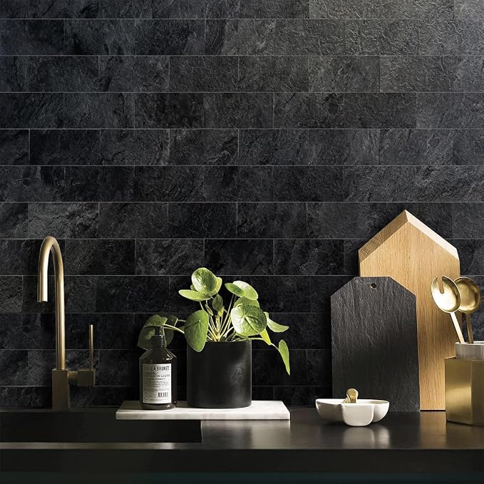 AULIGET 3" x 6" Peel and Stick Backsplash Wall Tiles, PVC Faux Stone Stick on - Image 4