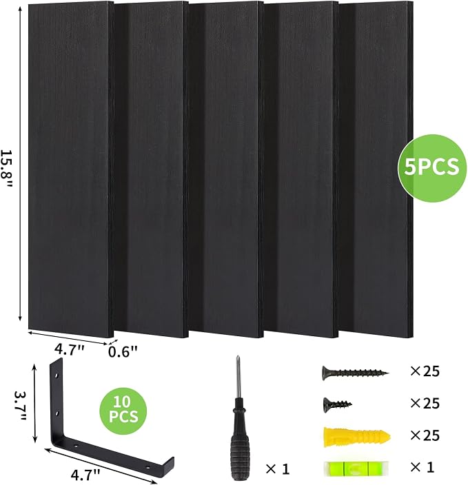 Fixwal Wall Shelves, Width 4.7 Inches Black Floating Shelves - Image 4
