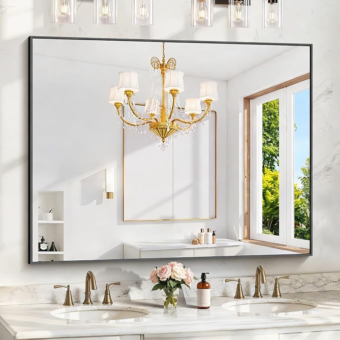 KOCUUY Black Mirror, HD Tempered Glass, Anti-Rust Frame, Modern Design by KOCUUY