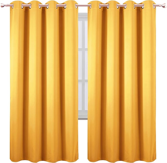 LEMOMO Yellow Thermal Blackout Curtains/52 x 72 Inch/Set of 2 Panels Room - Image 2