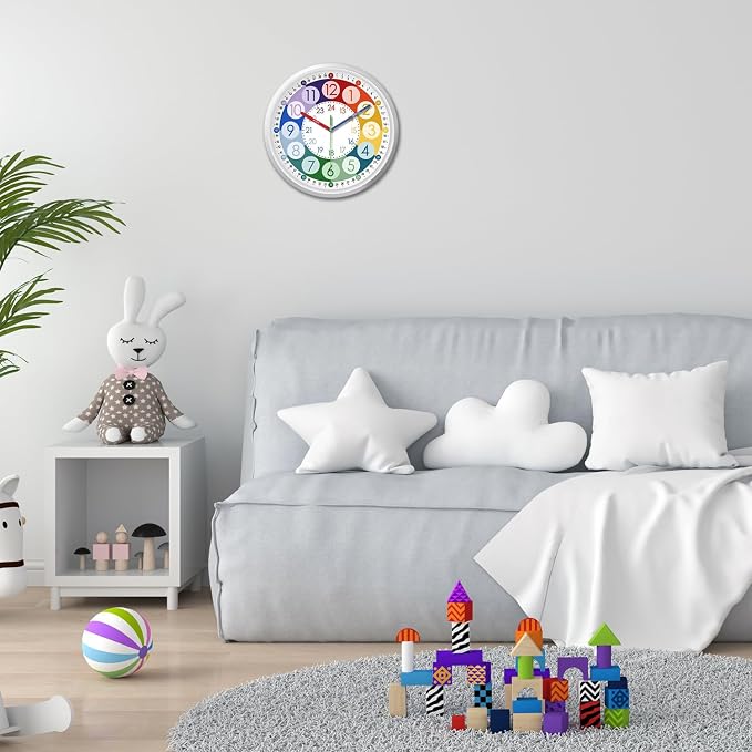 XFM Colorful Kid Wall Clock 16 Inch Silent Non Ticking Quartz Battery Operated - Image 7