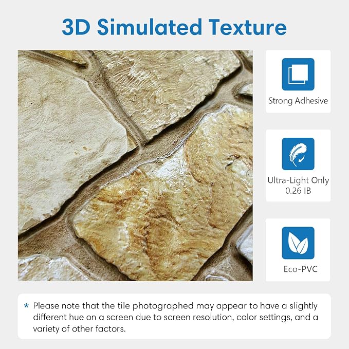 COMSTICKC 3D Faux Stone Wall Panels Peel and Stick, DIY UrltraLight PVC Fake - Image 3