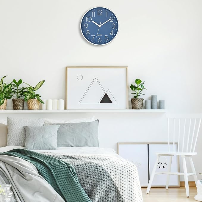 Foxtop 10 Inch Wall Clock Silent Non-Ticking Battery Operated Quartz Round - Image 4