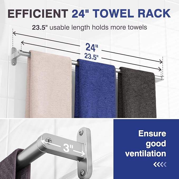 Powools Brushed Nickel Towel Rack - Image 3