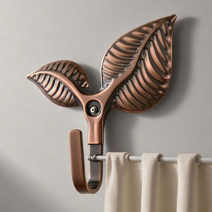 Set of 4 Vintage Leaf Wall Hooks Antique Bronze Coat Hooks Heavy Duty - Image 4