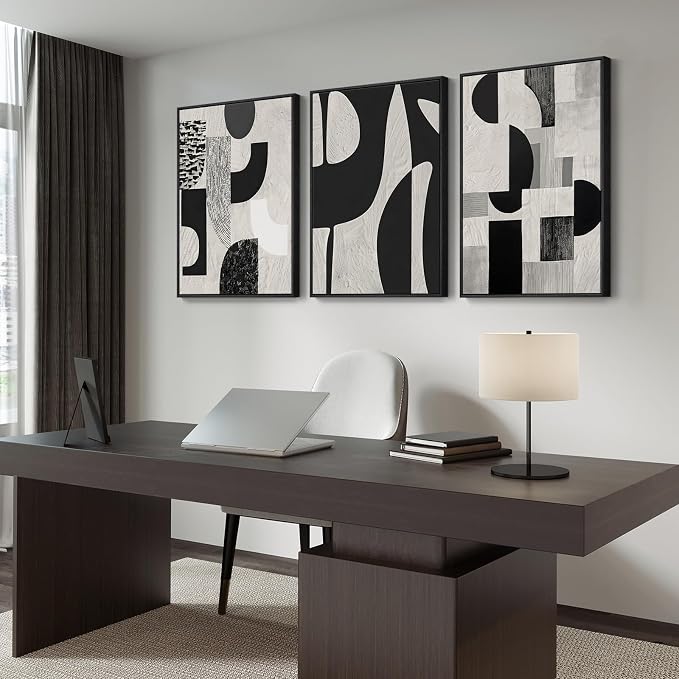 Large Framed Black and White Abstract Wall Art - Image 4
