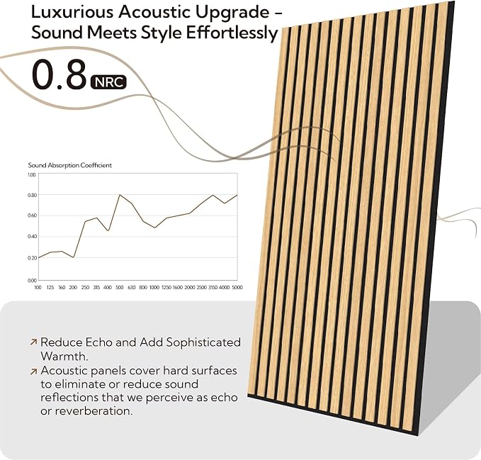 Olanglab Wood Slat Wall Panels 4 Pack, Acoustic Wall Panels, 47.24'' x 23.62" - Image 2
