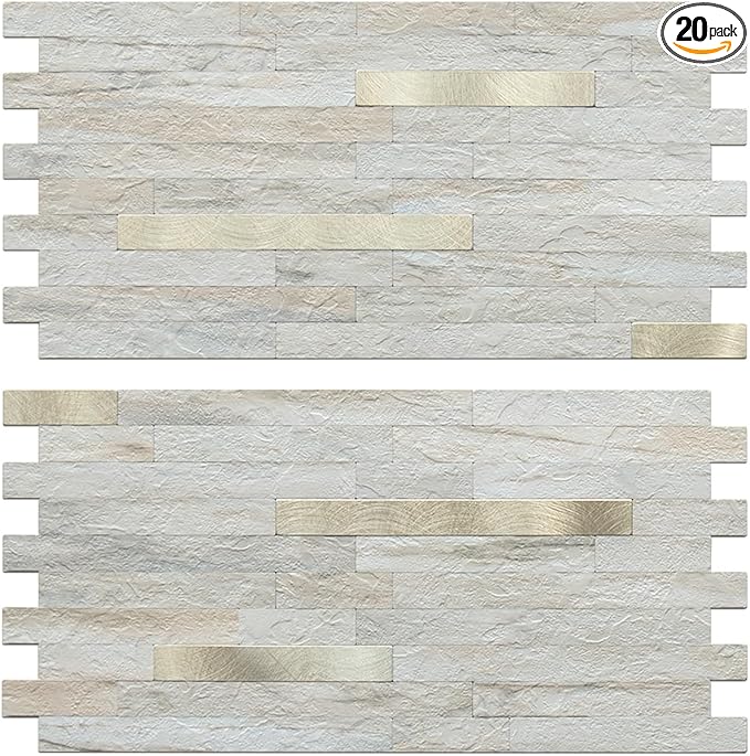 AULIGET 20 Sheets Faux Stone Peel and Stick Backsplash by AULIGET