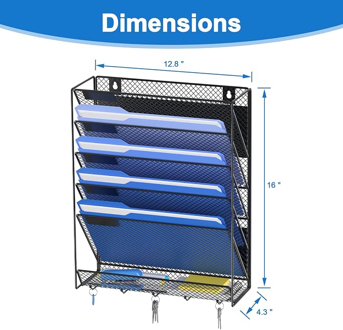 OUTWOLF Magnetic File Holder, 6-Tier Magnetic Wall Hanging File Organizer - Image 3