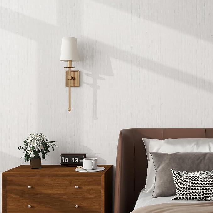 Grasscloth Textured Wallpaper White Gray Linen Thick 24" X 394" Fabric Contact - Image 2