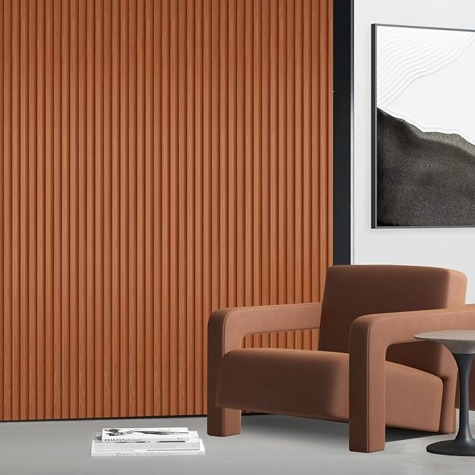 OUZUGIE WPC Acoustic Slat Wall Paneling, Living Room, TV Background, Study Room - Image 2