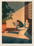 Heltrappe Vintage Japanese Wall Art Funny Frog Bathroom Canvas Print Cute by Heltrappe