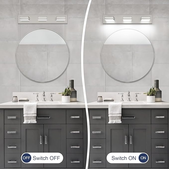 SineRise LED Modern Bathroom Vanity Light Fixtures, Brushed Nickel Modern - Image 5