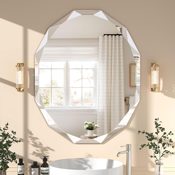 Bathroom Mirrors for Over Sink, Round Frameless Mirrors for Wall, 24x30 Inch by JACUKO