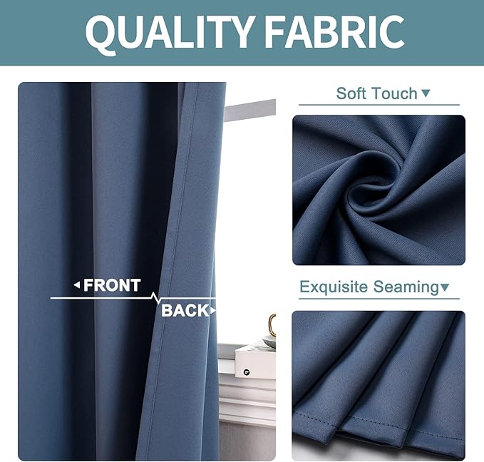 ChrisDowa Blackout Curtains 108 Inches Long 2 Panels Set - Image 3