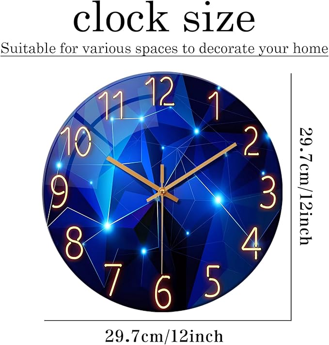 Blue Wall Clock for Living Room Decor Kitchen Wall Clocks Battery Operated 12 - Image 6