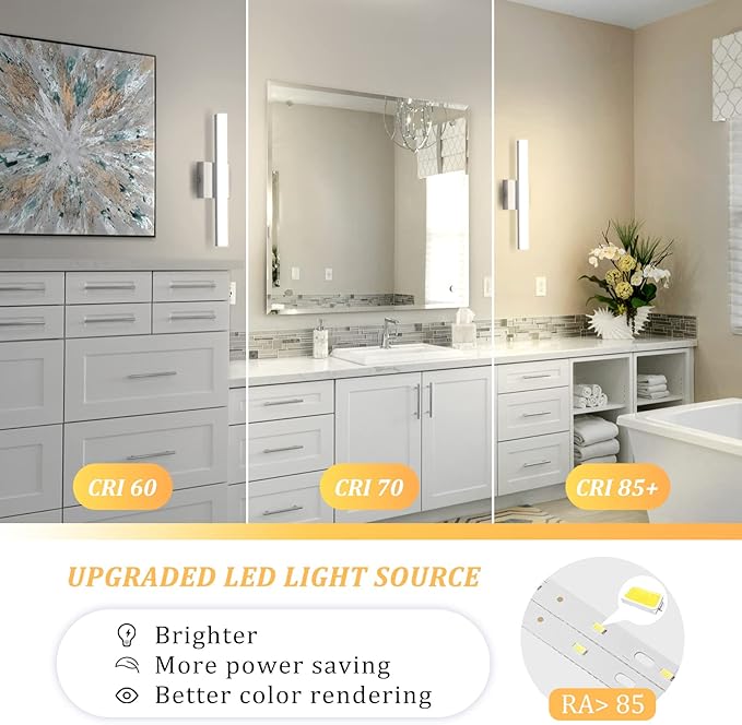 Combuh Modern Bathroom Vanity Light Fixtures Above Mirror Soft Shadow Free - Image 5