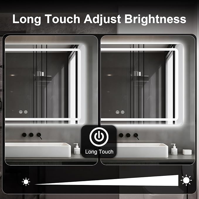 LED Bathroom Mirror, 48 x 36 Inch Anti-Fog Wall Mirror - Image 3
