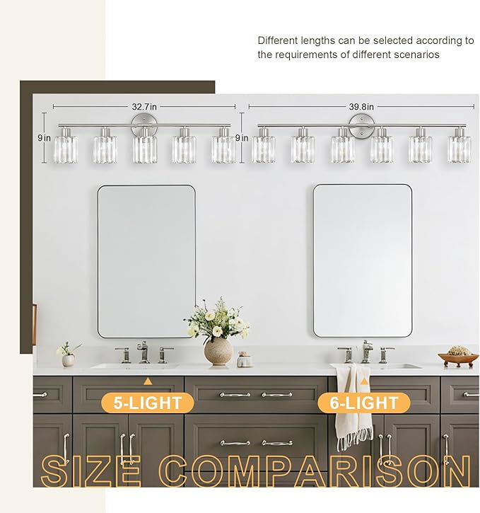 Crystal Bathroom Light Fixtures, Bathroom Lighting Fixtures Over Mirror - Image 3