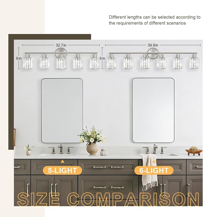 Crystal Bathroom Light Fixtures, Bathroom Lighting Fixtures Over Mirror - Image 3
